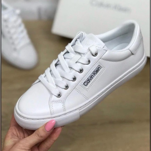 Calvin Klein Shoes - CALVIN KLEIN Women’s White Classic Caly Leather Upper Low Top Comfort Sneakers